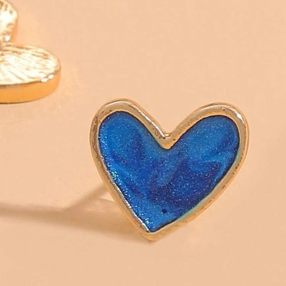 Sapphire Blue Heart Earrings in Gold Tone Frame - Picture 14 of 14